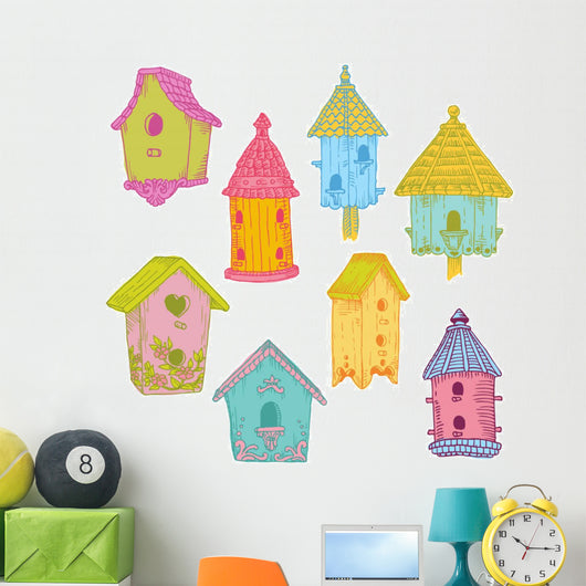 Colorful Bird Houses Wall Decal