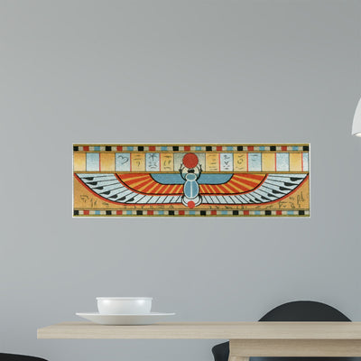 Ancient Egyptian Ornament Sarcophagus Wall Decal shown on a wall