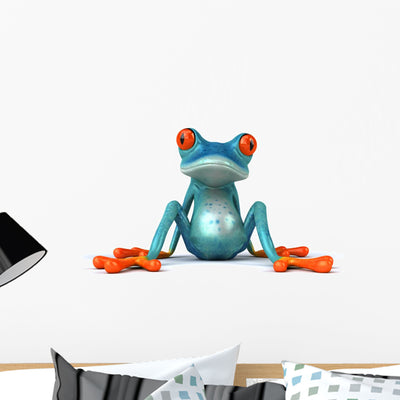 Blue Frog Wall Decal shown on a wall