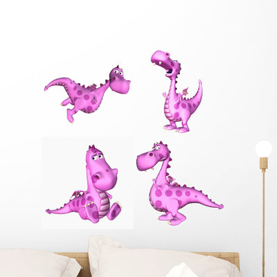 Pink Dragon Pack 2of3 Wall Decal shown on a wall