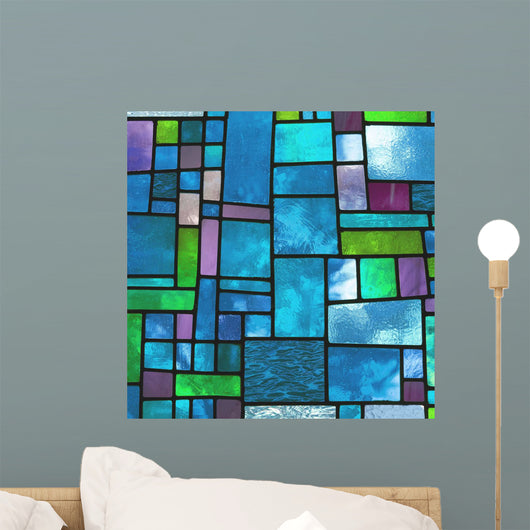 Multicolored Stained Blue Glass Wall Decal