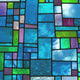 Multicolored Stained Blue Glass Wall Decal