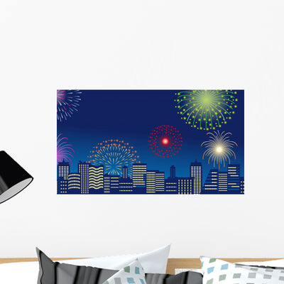 Bill Street Fireworks Horizontal Wall Decal shown on a wall
