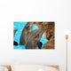Dolphins Breaching Near Stone Wall Wall Decal
