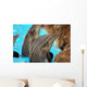 Dolphins Breaching Near Stone Wall Wall Decal