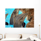 Dolphins Breaching Near Stone Wall Wall Decal