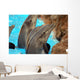 Dolphins Breaching Near Stone Wall Wall Decal