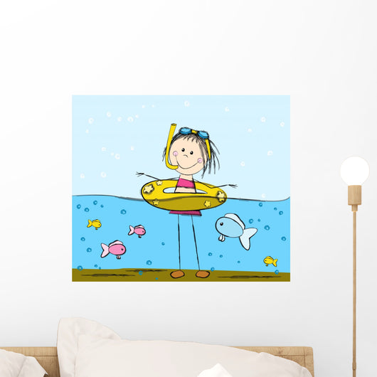 Swimming Girl Wall Decal