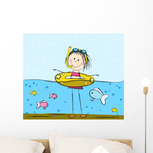 Swimming Girl Wall Decal