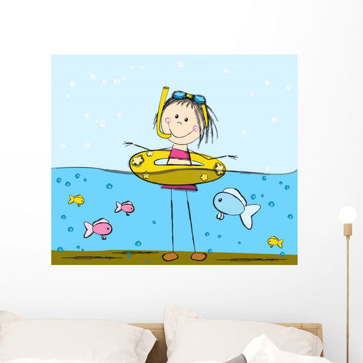 Swimming Girl Wall Decal