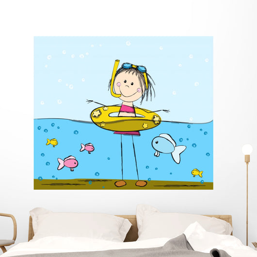 Swimming Girl Wall Decal