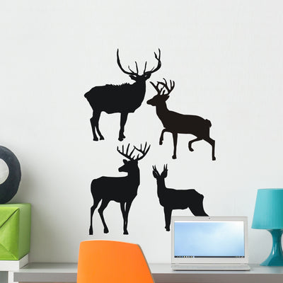 Deer Family Silhouettes Wall Stickers Wall Decal shown on a wall