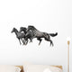 Three Black Horses White Wall Decal