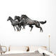 Three Black Horses White Wall Decal