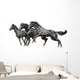 Three Black Horses White Wall Decal