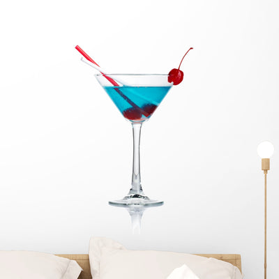 Blue Alcohol Cocktail Martini Wall Decal shown on a wall