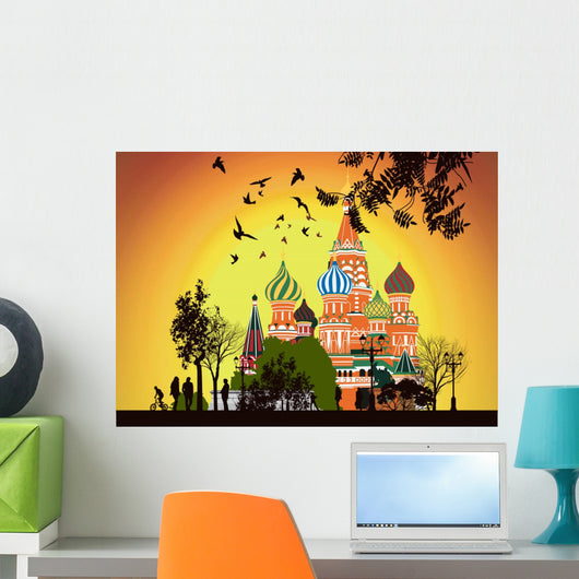 Lot People Walking Red Wall Decal