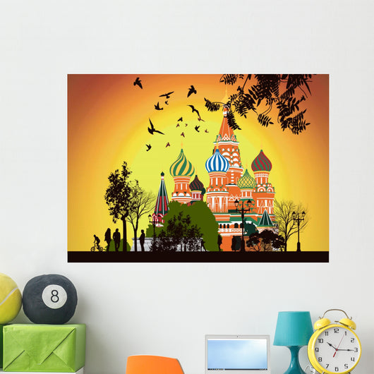 Lot People Walking Red Wall Decal