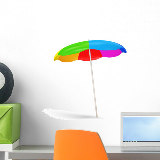 Colorful Beach Umbrella White Wall Decal