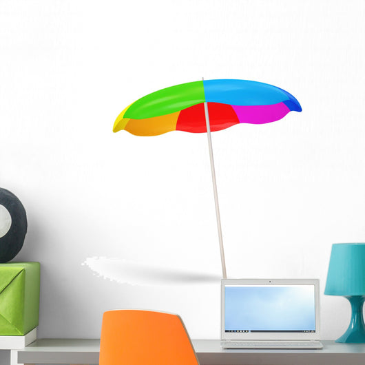 Colorful Beach Umbrella White Wall Decal