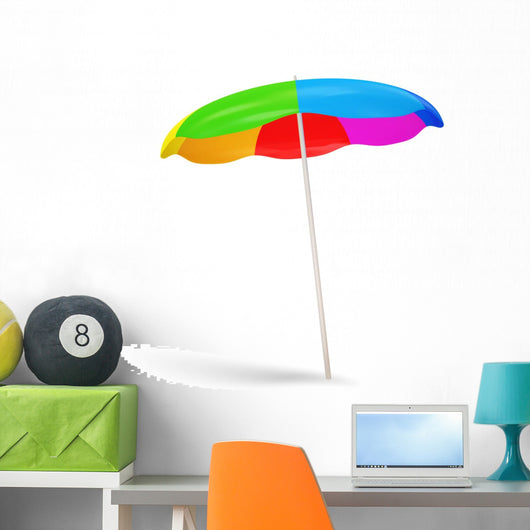 Colorful Beach Umbrella White Wall Decal