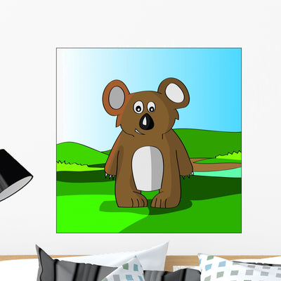 Cartoon Koala Wall Decal shown on a wall