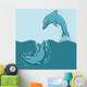 Two Swimming Dolphins Wall Decal