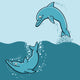 Two Swimming Dolphins Wall Decal