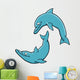 Two Cartoon Dolphins Wall Decal