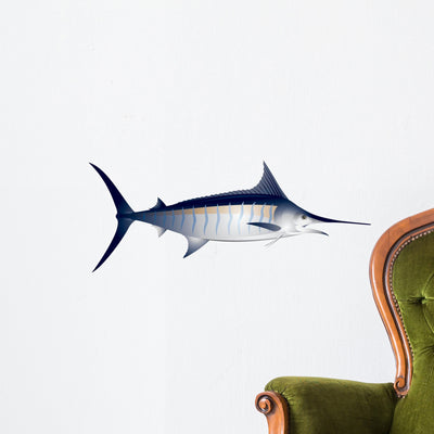 Marlin Fish Vector Illustration Wall Decal shown on a wall