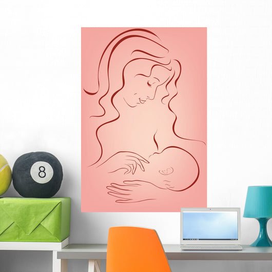 Breastfeeding Illustration Wall Decal