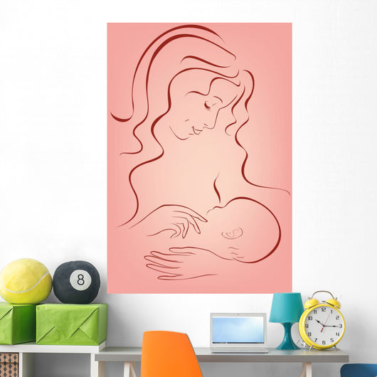 Breastfeeding Illustration Wall Decal