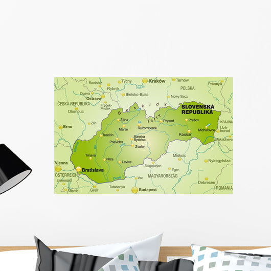 Map Slovakia with Neighboring Wall Decal