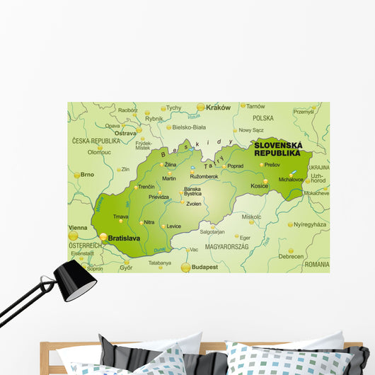 Map Slovakia with Neighboring Wall Decal