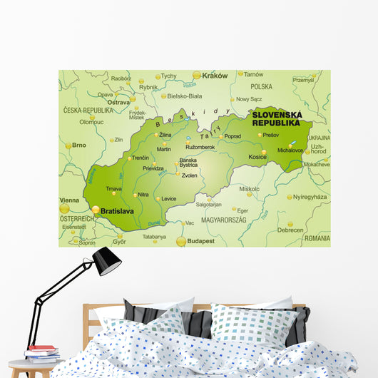 Map Slovakia with Neighboring Wall Decal