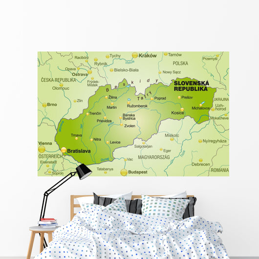 Map Slovakia with Neighboring Wall Decal