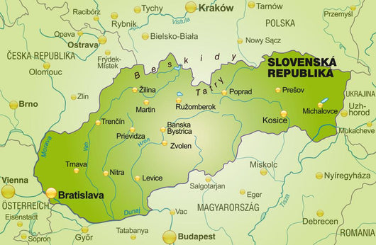 Map Slovakia with Neighboring Wall Decal