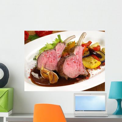 Lamb with Vegetables Wall Decal shown on a wall