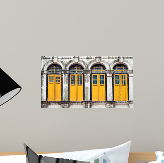 Four Yellow Windows Wall Decal