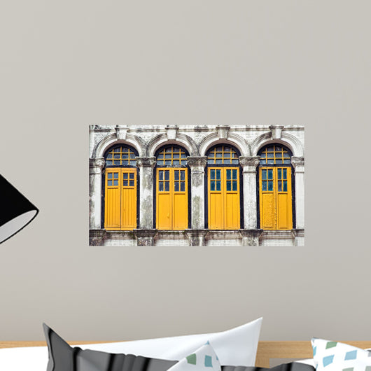 Four Yellow Windows Wall Decal