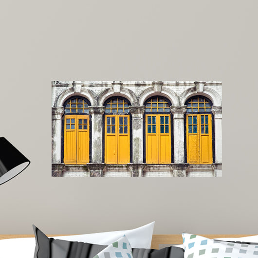 Four Yellow Windows Wall Decal