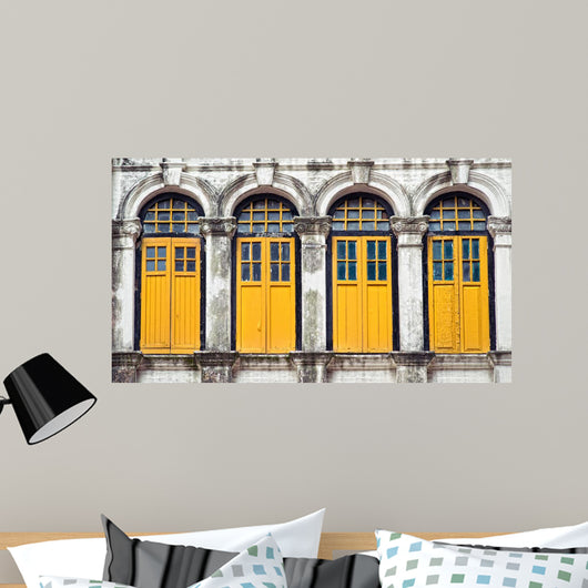 Four Yellow Windows Wall Decal