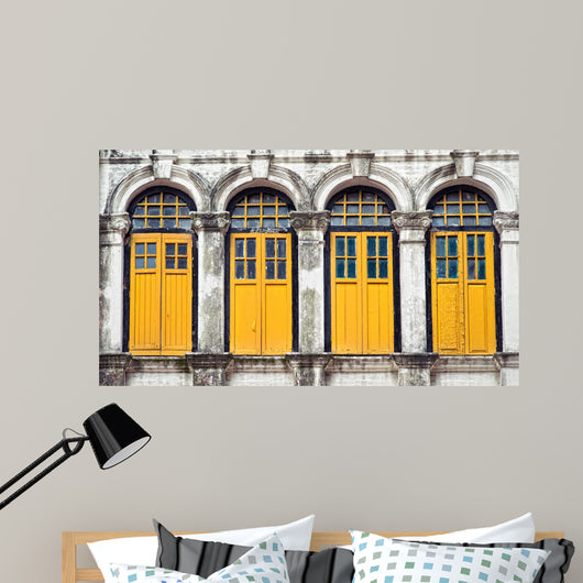 Four Yellow Windows Wall Decal