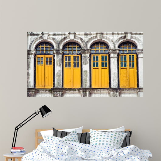 Four Yellow Windows Wall Decal