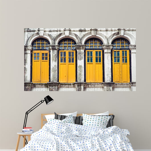 Four Yellow Windows Wall Decal