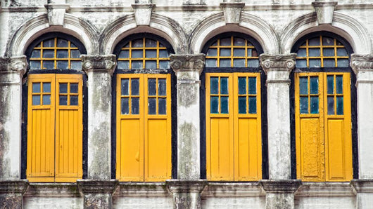 Four Yellow Windows Wall Decal