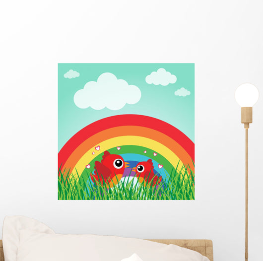 Love Bird with Hearts Wall Decal