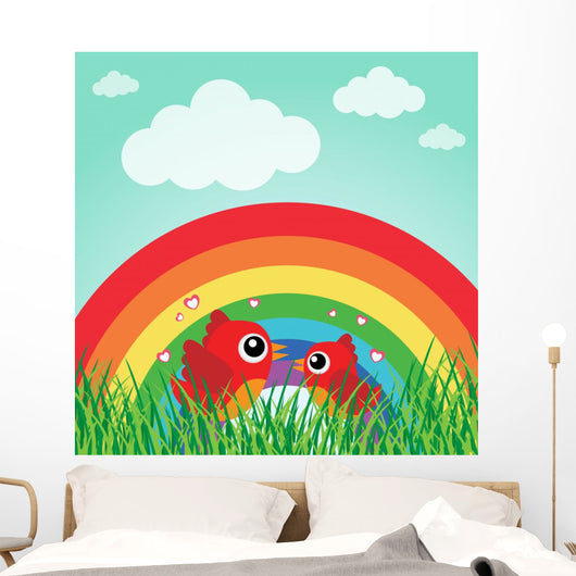 Love Bird with Hearts Wall Decal