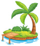 Small Cartoon Island with Dock Wall Decal