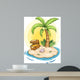 Cartoon Island with Treasure Chest Wall Decal